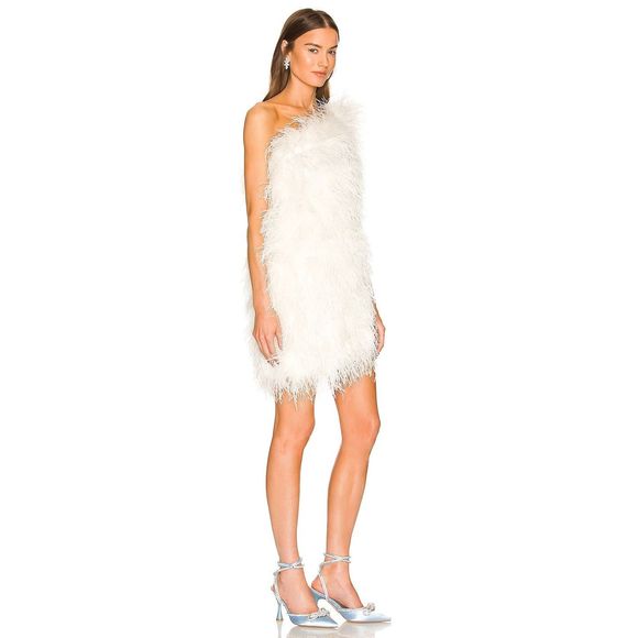 The Bar Andre Feather One-Shoulder Minidress US 12 $498 - Picture 2 of 10